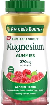 Nature&#39;s Bounty Magnesium 270mg Gummies, Supports Bone, Nerve, Muscle and Heart Health, 90 Gummies