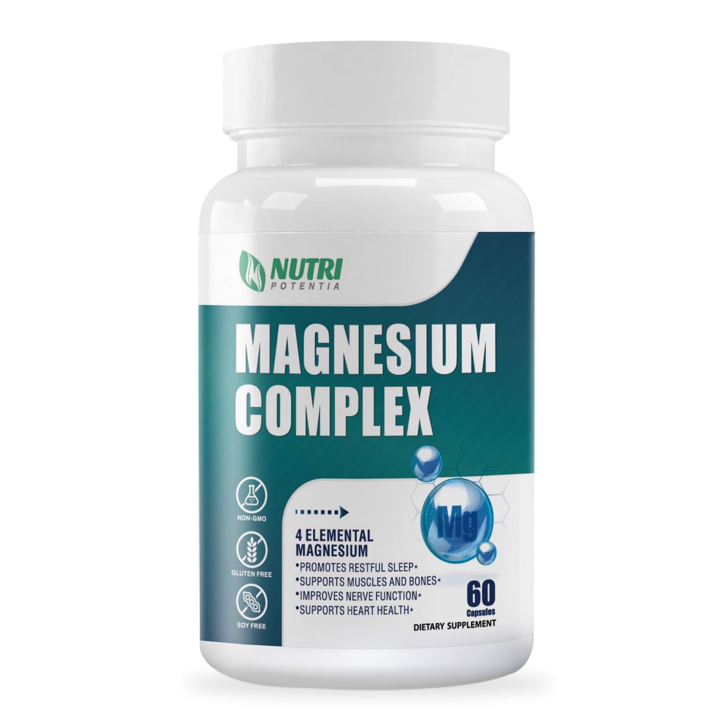 Magnesium Breakthrough Complex Supplement - High Absorption Magnesium 500mg, Magnesium Glycinate, Citrate, Malate, Taurate with B6 - Bone, Heart, Muscle Nervous System Support - 60 Capsules