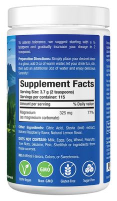 Nature s Perfect Night Serenity Magnesium Drink Mix Powder Anti-Stress Gluten Free Vegan Non-GMO Sugar-Free Supports Relaxation, Sleep, Heart, Bone, and Nerve Health 15 oz