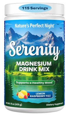 Nature s Perfect Night Serenity Magnesium Drink Mix Powder Anti-Stress Gluten Free Vegan Non-GMO Sugar-Free Supports Relaxation, Sleep, Heart, Bone, and Nerve Health 15 oz