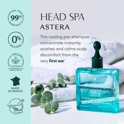 Rene Furterer Head Spa ASTERA Soothing Concentrate, Pre-Shampoo Soothing Scalp Treatment, - Soothe Sensitive Scalps - Mint Eucalyptus - Paraben Silicone-Free - 1.6 oz.