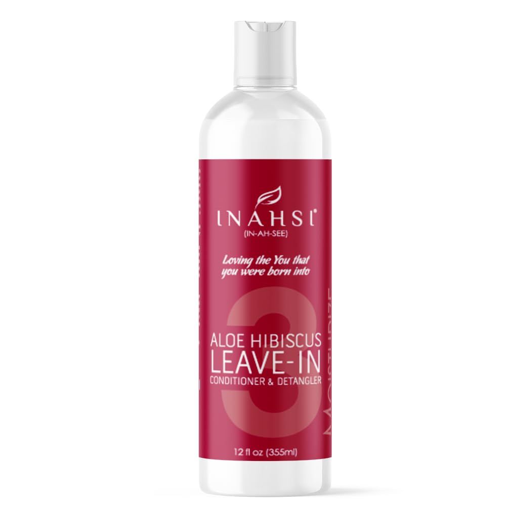 Inahsi Aloe Hibiscus Leave-In Conditioner Hair Conditioner for Men, Women, or Kids with Curly Hair Hair Products for Naturally Curly Hair 12 oz Made in the USA