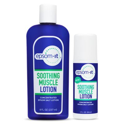 Epsom-It Soothing Muscle Set - Epsom Salt and Magnesium Lotion and Rollerball, for Muscle Discomfort and Stiffness, Tired Legs, Knees, and Feet (2-Pack)