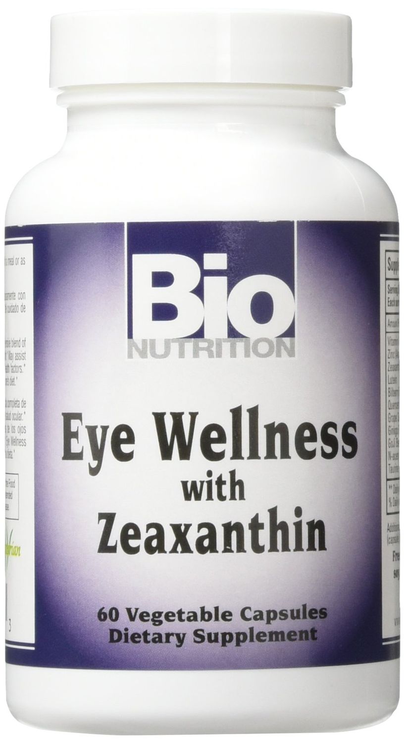 Bio Nutrition Eye Wellness 60 Vegetarian Capsules Zeaxanthin 60 Servings per Bottle Supports Eye and Vision Health Vitamin A Zinc