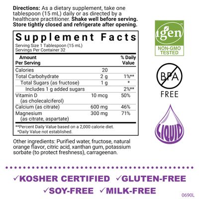 Bluebonnet Nutrition Liquid Calcium Citrate Magnesium Citrate, Vitamin D3, Bone Health, Gluten Free, Soy free, milk free, kosher, 16 Fl Oz, 32 Servings, Orange Flavor, 16 Fl Oz (Pack of 1)