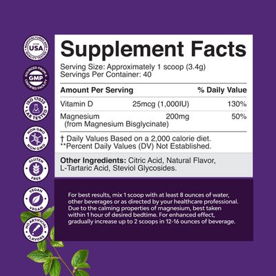 High Absorption Magnesium Glycinate Powder - Vegan Magnesium Powder for Sleep Relaxation Regularity - Drink Mix Non-GMO Gluten Free No Artificial Flavors (Honey Lemon) 40 Servings