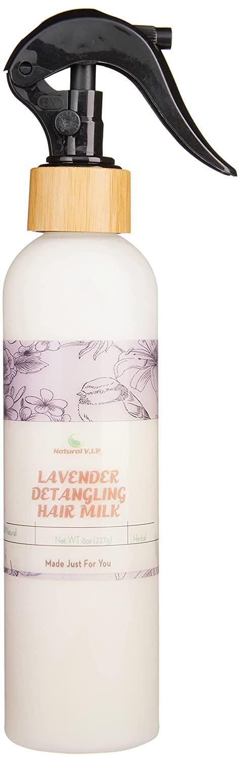 Natural V.I.P. Lavender Hair Milk Leave In Detangling Conditioner Spray - Water-Based Moisturizer Nontoxic hair care