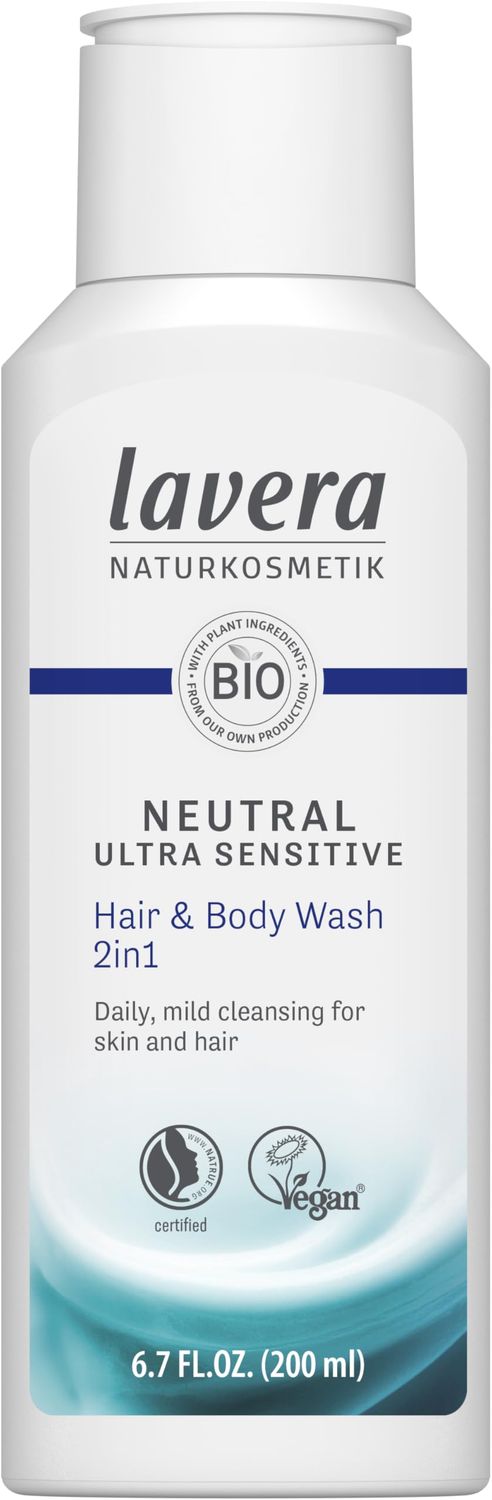 lavera Neutral Shower Shampoo - with organic evening primrose - for skin and hair - suitable for neurodermatitis sufferers - PETA certified - vegan - natural cosmetics - 6,76 fl.oz.