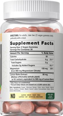 Carlyle Magnesium Citrate Gummies 960mg 60 Vegan Gummies Vegan, Non-GMO, and Gluten Free Formula Lemon Raspberry Flavor