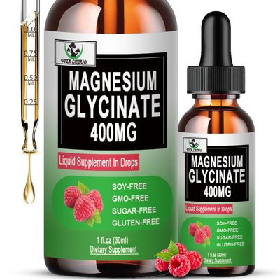 Magnesium Glycinate Liquid Drops, Pure Magnesium Glycinate 400mg for Bone, 6X High Absorption Liquid Magnesium Supplement, Vegan, Non-GMO, Gluten-Free 30 Servings