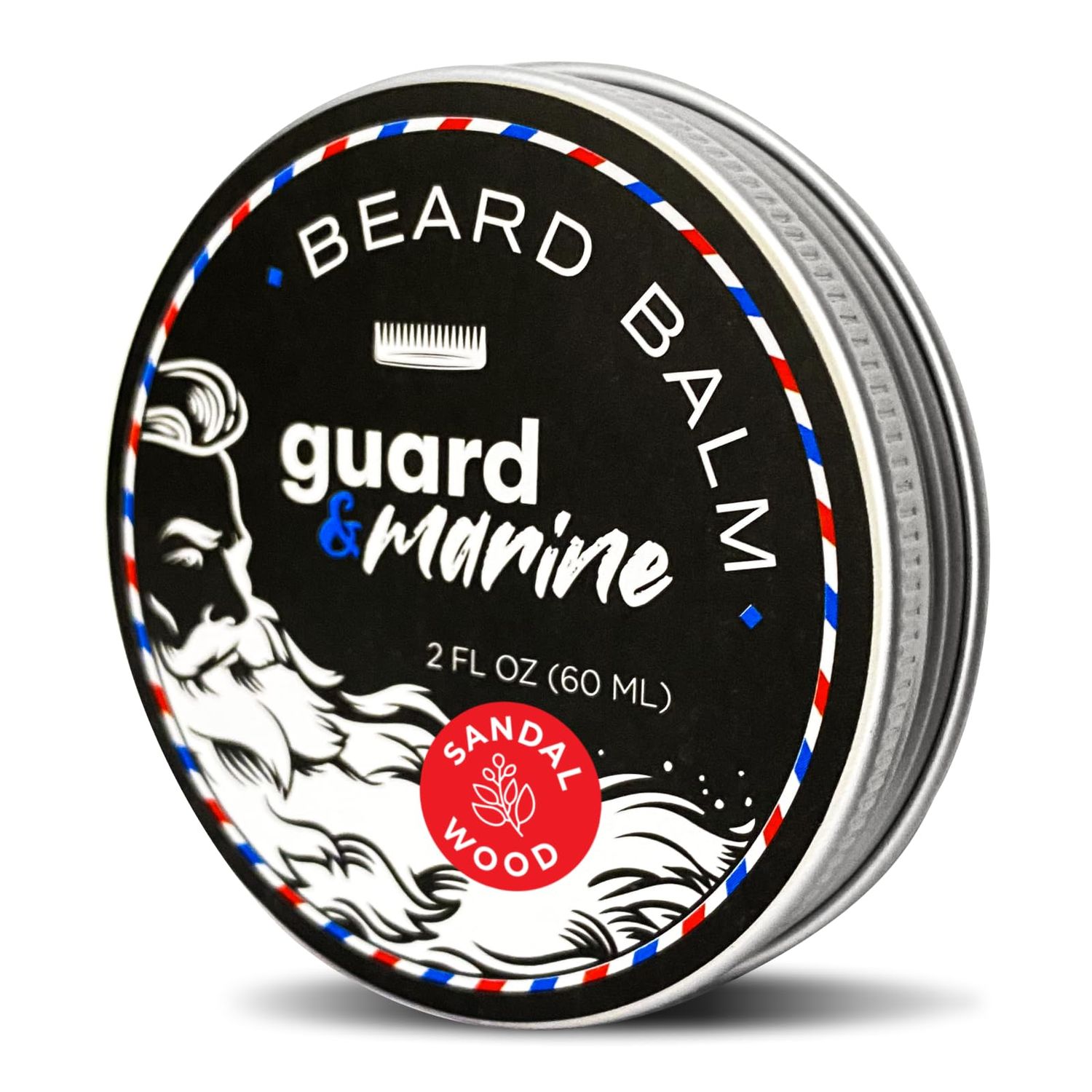 GUARDMARINE Beard Growth Balm - 2 oz. Effective Natural Formula With Biotin for Beard Mustache Care, Hydration and Styling, Leave-in Beard Conditioner Sandalwood Scented Moisturizer for Men