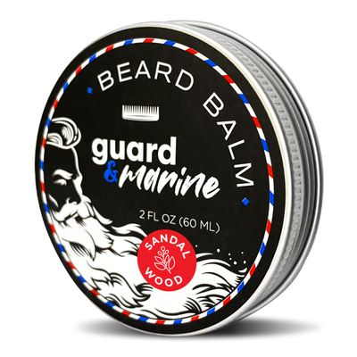 GUARDMARINE Beard Growth Balm - 2 oz. Effective Natural Formula With Biotin for Beard Mustache Care, Hydration and Styling, Leave-in Beard Conditioner Sandalwood Scented Moisturizer for Men