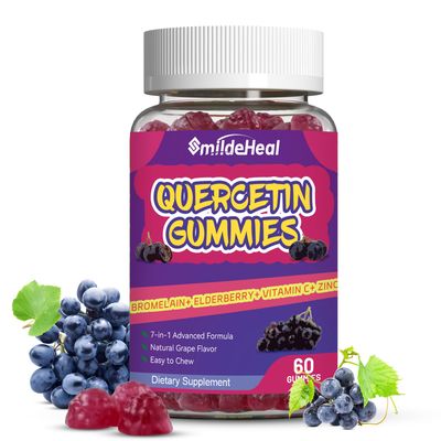 SmildeHeal Quercetin Gummies 1200MG, Quercetin Gummies with Bromelain, Zinc Vitamin C, Quercetin Supplement Gummies for Adult Kid, 60 Vegan Gummies