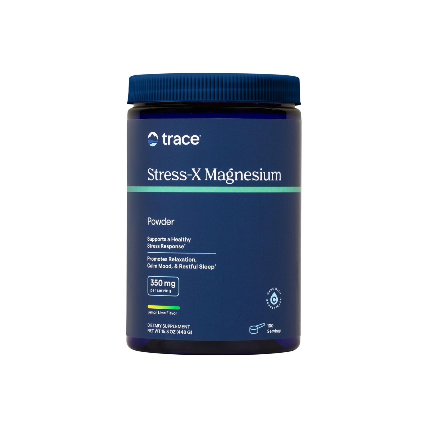 Trace Minerals Stress-X Magnesium, 350mg - Powder Magnesium Supplement to Support Muscle Relaxation Recovery - Restful Sleep Support Mineral Supplement - Lemon Lime Flavor, 15.8 oz (100 Servings)