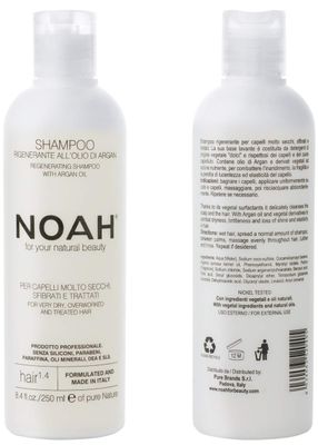 Noah - 1.4 Hair Regeneration Argan Oil Shampoo - Anti Frizz, Dry and Brittle Hair Repair, Vegan, Cruelty Free, Gentle Scalp - Natural Daily Shampoo 8.45 fl.oz