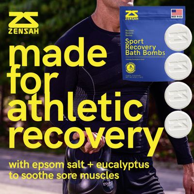 Zensah Sport Recovery Bath Bombs - Magnesium Epsom Salt for Soaking Sore Muscles, Mother s Day Gifts, Made in USA with Essential Oils, Eucalyptus Relaxation for Athletes, Men and Women