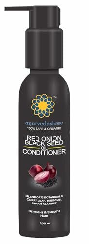 AYURVEDASHREE Botanical Conditioner - Red Onion, Black Seed, Argan, Coconut, Neem, Hemp, Amla Aloe Vera Deep Conditioning for Dry, Thin Damaged Hair 200 ML - 6.76 fl oz