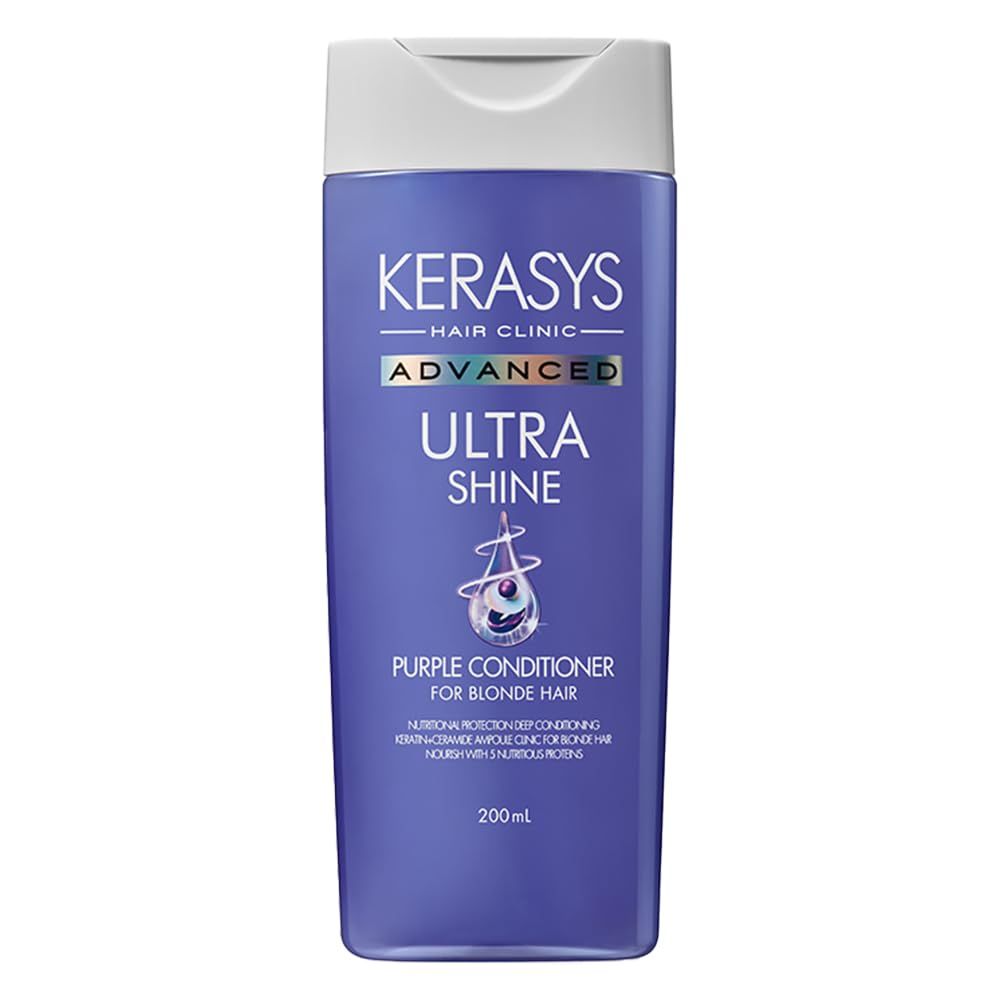 Kerasys Advanced Keratin Ceramide Ampoule Clinic for Blonde Hair Ultra Shine Purple 6.7 fl oz 200 ml (Conditioner, 1-Pack)