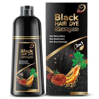 JOASGIAO Black Hair Dye Shampoo for Gray Hair, 3 in 1 Herbal Color Shampoo Hair Dye for Women Men