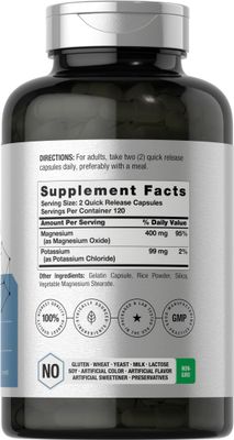 Horb ach Potassium Magnesium Supplement 240 Capsules Premium Quality Non-GMO Gluten Free