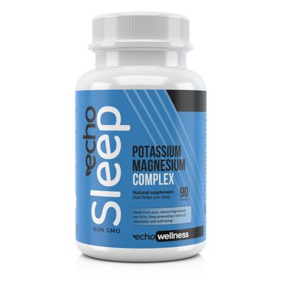 Echo Wellness Potassium Magnesium Supplement - Restful Night&#39;s Sleep, Natural Relaxation Aid, Sleep Support, Stress Relief, and Muscle Recovery - 90 Vegetarian Capsules