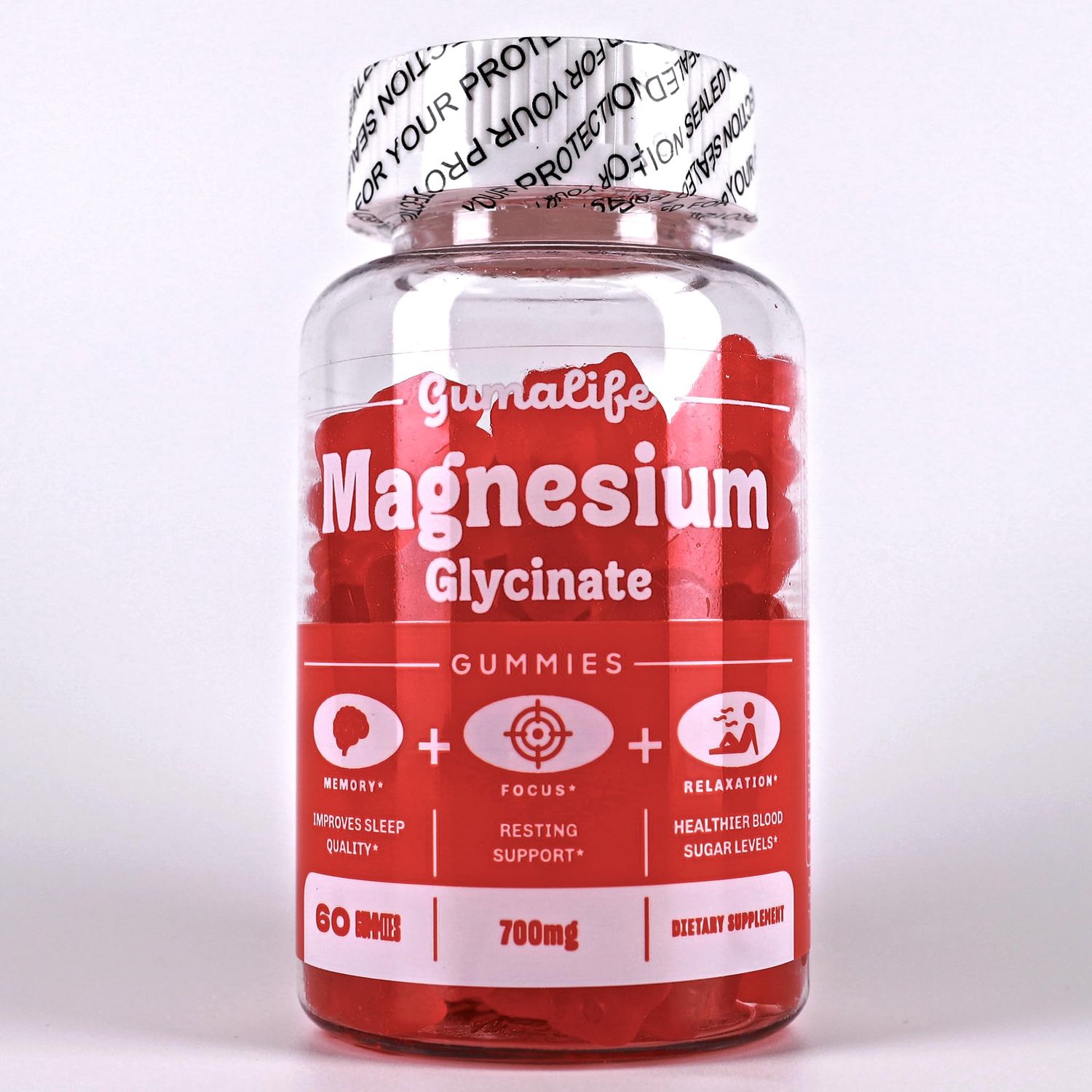 Gumalife&#39;s 700mg Magnesium Glycinate Gummies Enhance Relaxation, Offering A Sugar-Free Blend of Beneficial Nutrients. Each Box Contains 60 Counts (60 Counts, Raspberry)