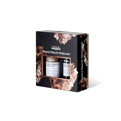 L&#39;Or al Professionnel Paris Absolut Repair Molecular Shampoo Serum Holiday Gift Set - Sulfate-Free, Strengthening For Extremely Dry Damaged Hair, With Amino Acids