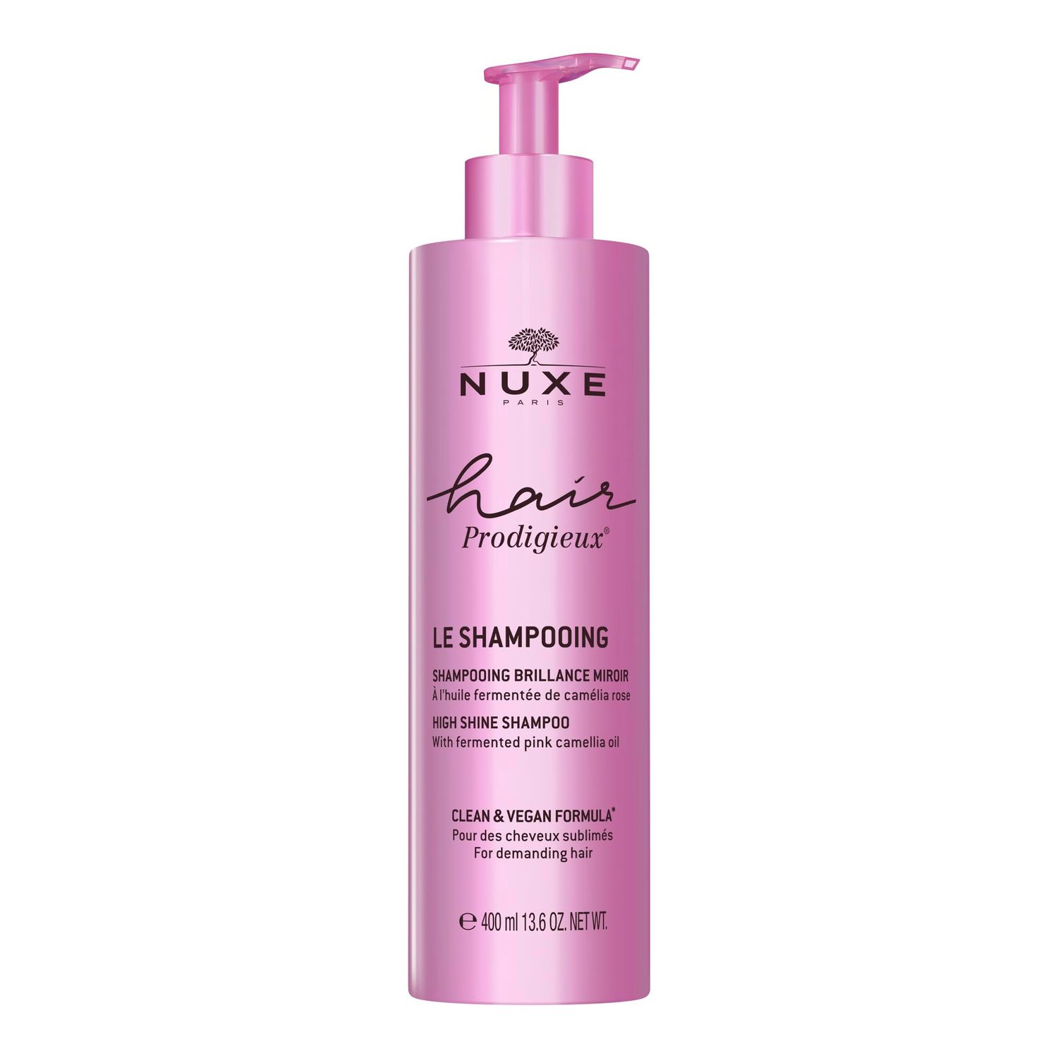 Nuxe Hair Prodigieux High Shine Shampoo, Nourishing Cleansing with Fermented Pink Camellia Oil, 13.6 Fl Oz
