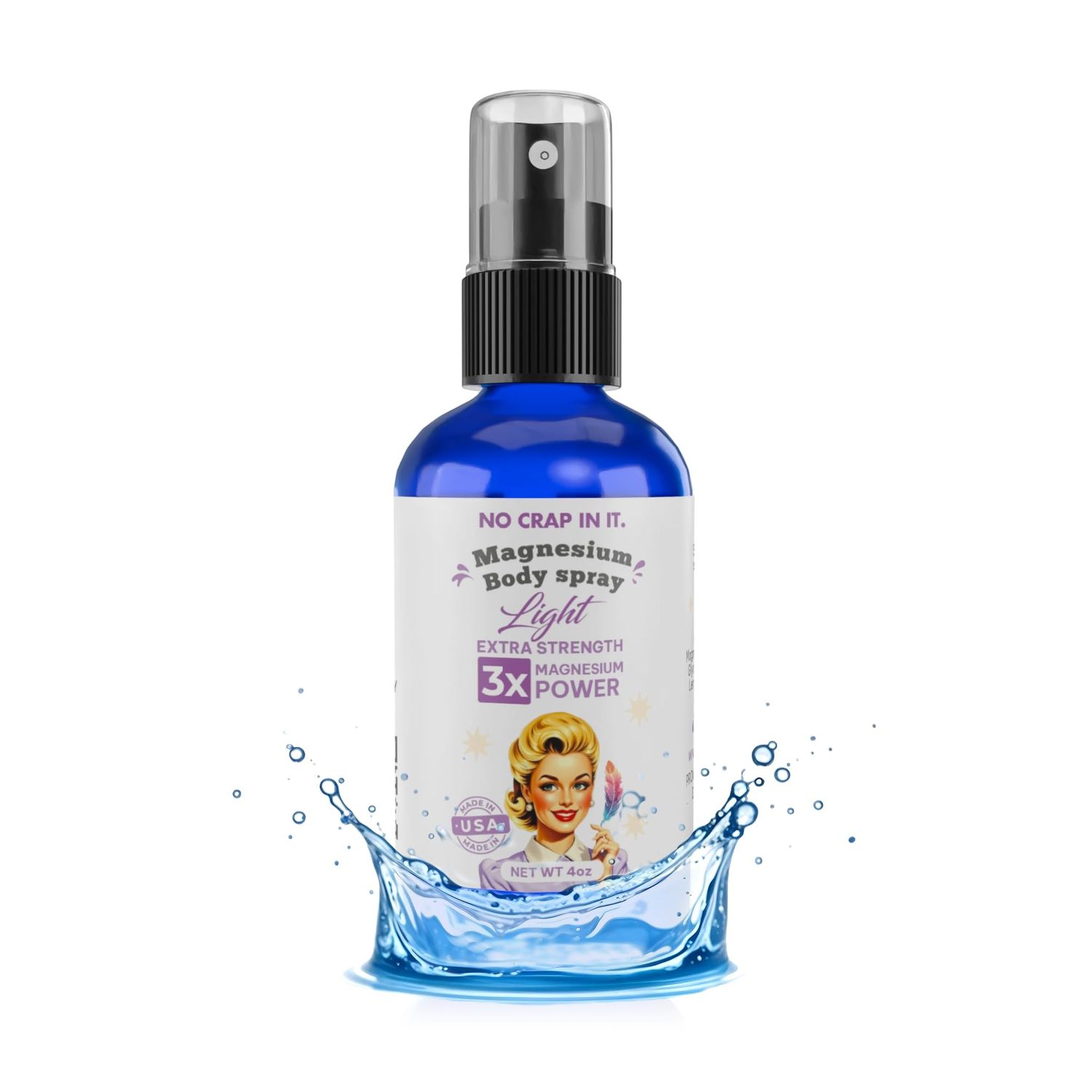 No Crap In It Magnesium Spray, Triple Action!- Spray Your Way to Wellness Immediate Relief with Our Unique Magnesium Glycinate, Magnesium Citrate, Magnesium Chloride Blend Spray (Light)