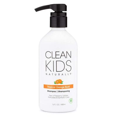 Clean Kids Naturally Tropical Orange Burst Shampoo, All-Natural, Gluten-free, Vegan, and Cruelty-free, Paraben-free, 16 oz, EWG Verified (1 Bottle)