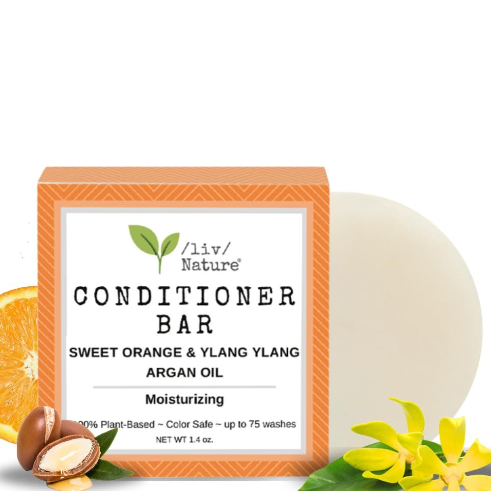 liv Nature Conditioner Bars Detangle, Strengthen Moisturize Paraben Free Sulfate Free Travel Essentials Vegan Made In USA (Orange)