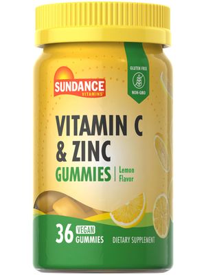 Sundance Vitamin C and Zinc Gummies 36 Count Lemon Flavor Vegan, Non-GMO, and Gluten Free Supplement