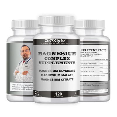 Board Certified Internist&#39;s Recommendation: Magnesium Complex Capsule Glycinate MalateCitrate for Optimal Health225mg, 4 Months Supply for Heart, Muscle Bone Health - DrPKLyfe