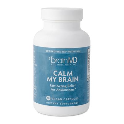 Dr Amen BrainMD Calm My Brain - 90 Vegan Capsules - Fast-Acting Formula with Magnesium, Ashwagandha L-Theanine - 30 Servings