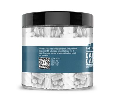 Earthborn Elements Calcium Carbonate 200 Capsules, Pure Undiluted, No Additives