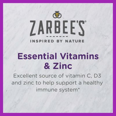 Zarbee's Kids Immune Support, Vitamin C, D Zinc Daily Immunity Vitamins for Children 4 Years, Natural Tropical Fruit Flavor, 28 Chewable Tablets