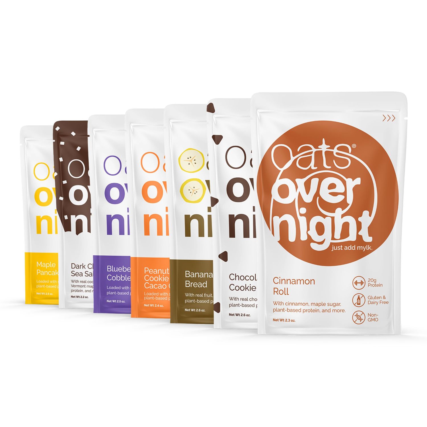 Oats Overnight Vegan Variety Pack - High Protein, High Fiber Breakfast Protein Shake - Gluten Free Oatmeal, Non GMO High Protein Oatmeal - Banana Bread, Blueberry Cobbler More (8 Pack)