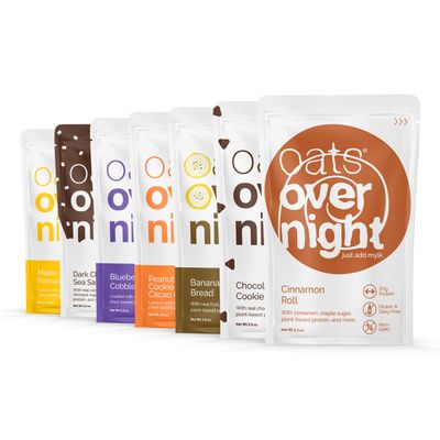 Oats Overnight Vegan Variety Pack - High Protein, High Fiber Breakfast Protein Shake - Gluten Free Oatmeal, Non GMO High Protein Oatmeal - Banana Bread, Blueberry Cobbler More (8 Pack)