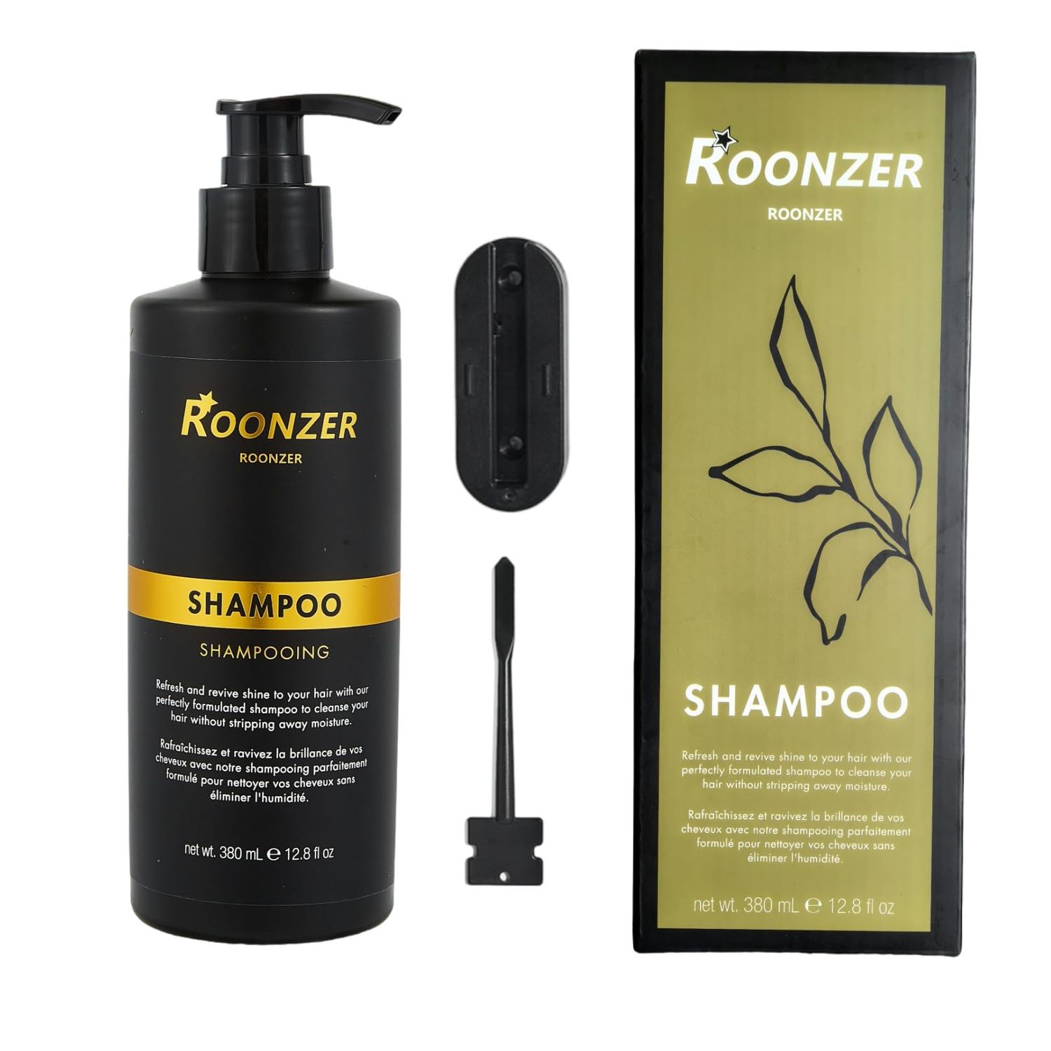 Roonzer moisturizing shampoo with bracket Contains Macadamia nut oil, no irritation to the scalp, moisturizing, women and men, more suitable for dry hair, multi-scene user12.8oz