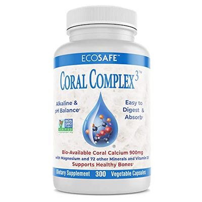 Coral Complex 3 - Coral Calcium 900 mg with Vitamin D3 1200 IU and Magnesium168 mg - 300 Vegetarian Capsules