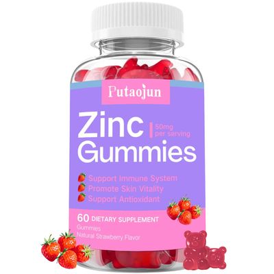 Putaojun Zinc Gummies for Kids Adults - Immune Support, High Absorption Vitamin C Zinc Supplement, Natural Strawberry Flavor, Sugar Free, Vegan - 60 Count
