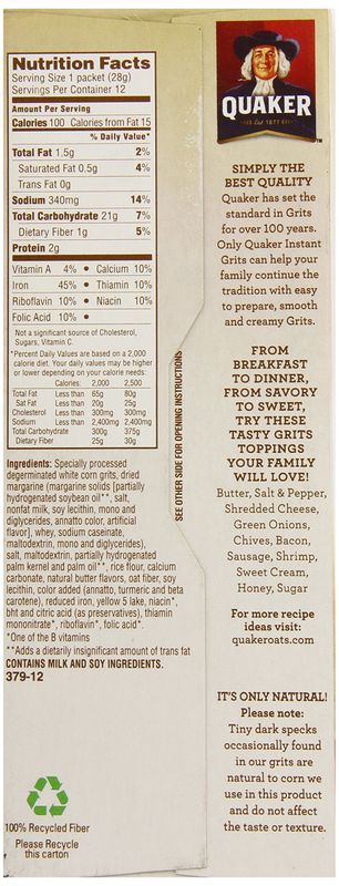 Quaker Instant Grits, Butter, 12 Ounce
