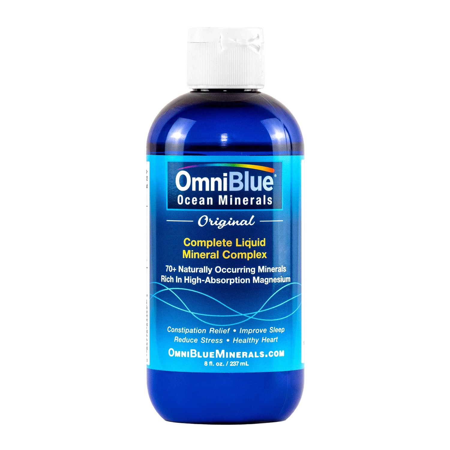 OmniBlue Ocean Minerals Liquid Magnesium (420mg) 70 Trace Minerals Natural Remineralization for Muscle Wellness, Deep Sleep, Smooth Digestion, Heart Function 8oz Bottle
