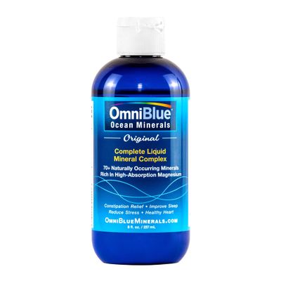 OmniBlue Ocean Minerals Liquid Magnesium (420mg) 70 Trace Minerals Natural Remineralization for Muscle Wellness, Deep Sleep, Smooth Digestion, Heart Function 8oz Bottle