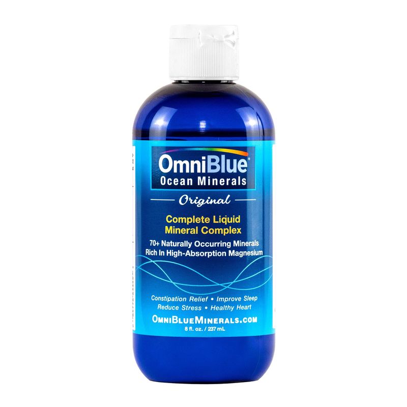 OmniBlue Ocean Minerals Liquid Magnesium (420mg) 70 Trace Minerals Natural Remineralization for Muscle Wellness, Deep Sleep, Smooth Digestion, Heart Function 8oz Bottle