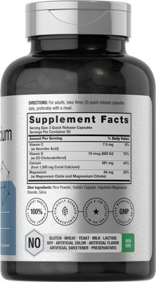 Horb ach Coral Calcium 1500mg Capsules 150 Count Plus Magnesium Non-GMO Gluten Free Supplement