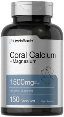 Horb ach Coral Calcium 1500mg Capsules 150 Count Plus Magnesium Non-GMO Gluten Free Supplement