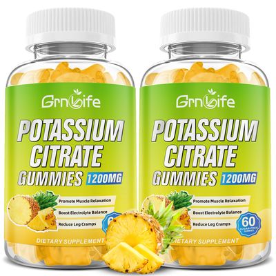 Potassium Citrate Gummies, High Potassium Supplement Gummies 1200mg Support Leg Cramps Muscle Health, Potassium Gummies for Adults Kids, Vegan, Pineapple Flavor 120 Count