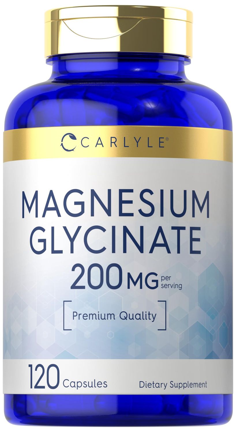 Carlyle Magnesium Glycinate 200mg 120 Capsules Non-GMO and Gluten Free Supplement