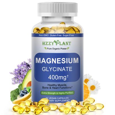Magnesium Glycinate Softgels, High Absorption Magnesium Glycinate 400mg Supplement for Muscle, Heart, Sleep Bone Support, Bisglycinate Softgel Capsules Supplement, Vegan, Non-GMO, 2 Month Supply